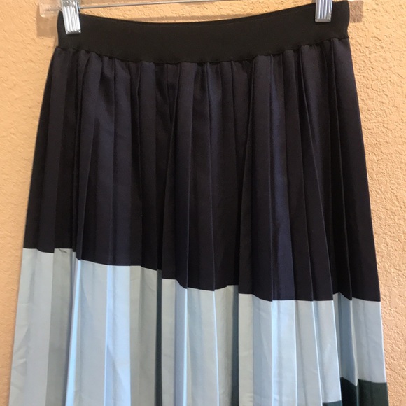 Motoreta Florence Pleated Maxi Skirt Elastic Band Color Block Blue Green Size Sm - Picture 4 of 16